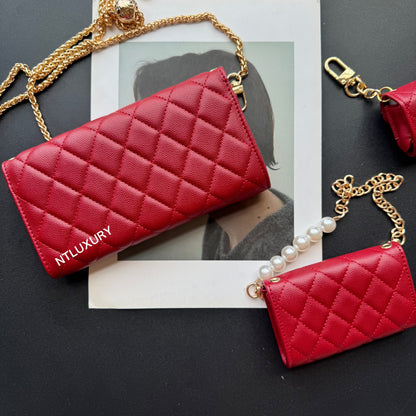 Portefeuille fin Coco, lot de 3 (rouge foncé)