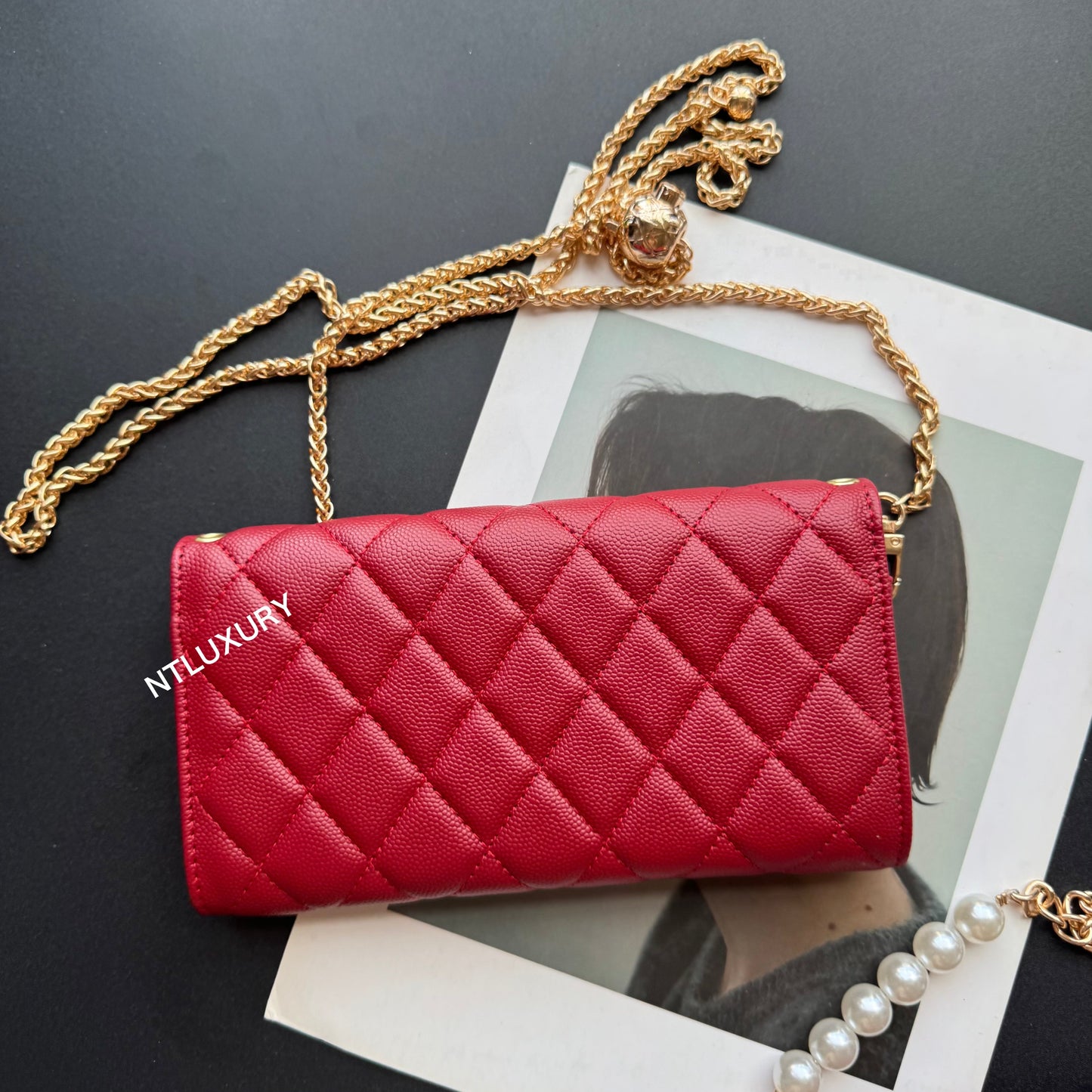 Coco Fine Wallet, lot de 3 (Patch rouge foncé)