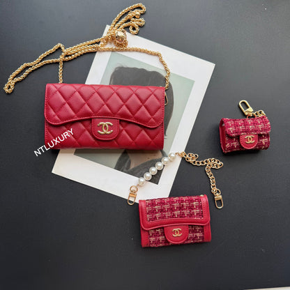 Coco Fine Geldbörse 3er Set (Dunkelrotes Patch)