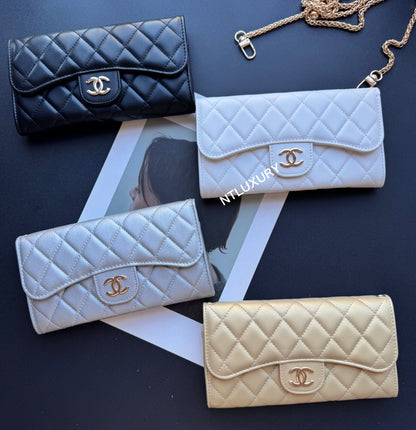 Grand portefeuille Coco avec chaîne (8 couleurs brillantes)