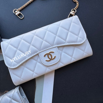 Grand portefeuille Coco avec chaîne (8 couleurs brillantes)