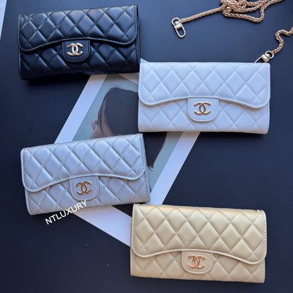 Grand portefeuille Coco avec chaîne (8 couleurs brillantes)