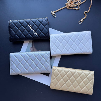 Grand portefeuille Coco avec chaîne (8 couleurs brillantes)