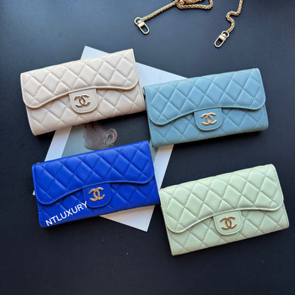Grand portefeuille Coco avec chaîne (8 couleurs brillantes)