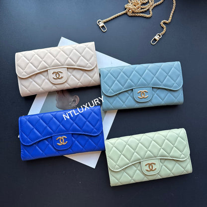 Grand portefeuille Coco avec chaîne (8 couleurs brillantes)