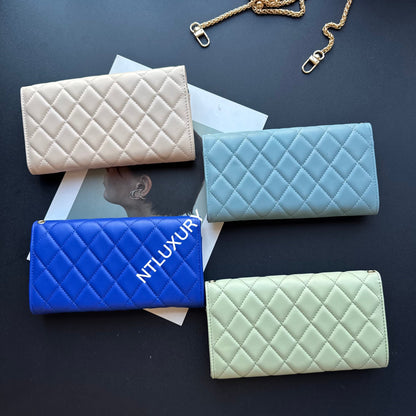 Grand portefeuille Coco avec chaîne (8 couleurs brillantes)