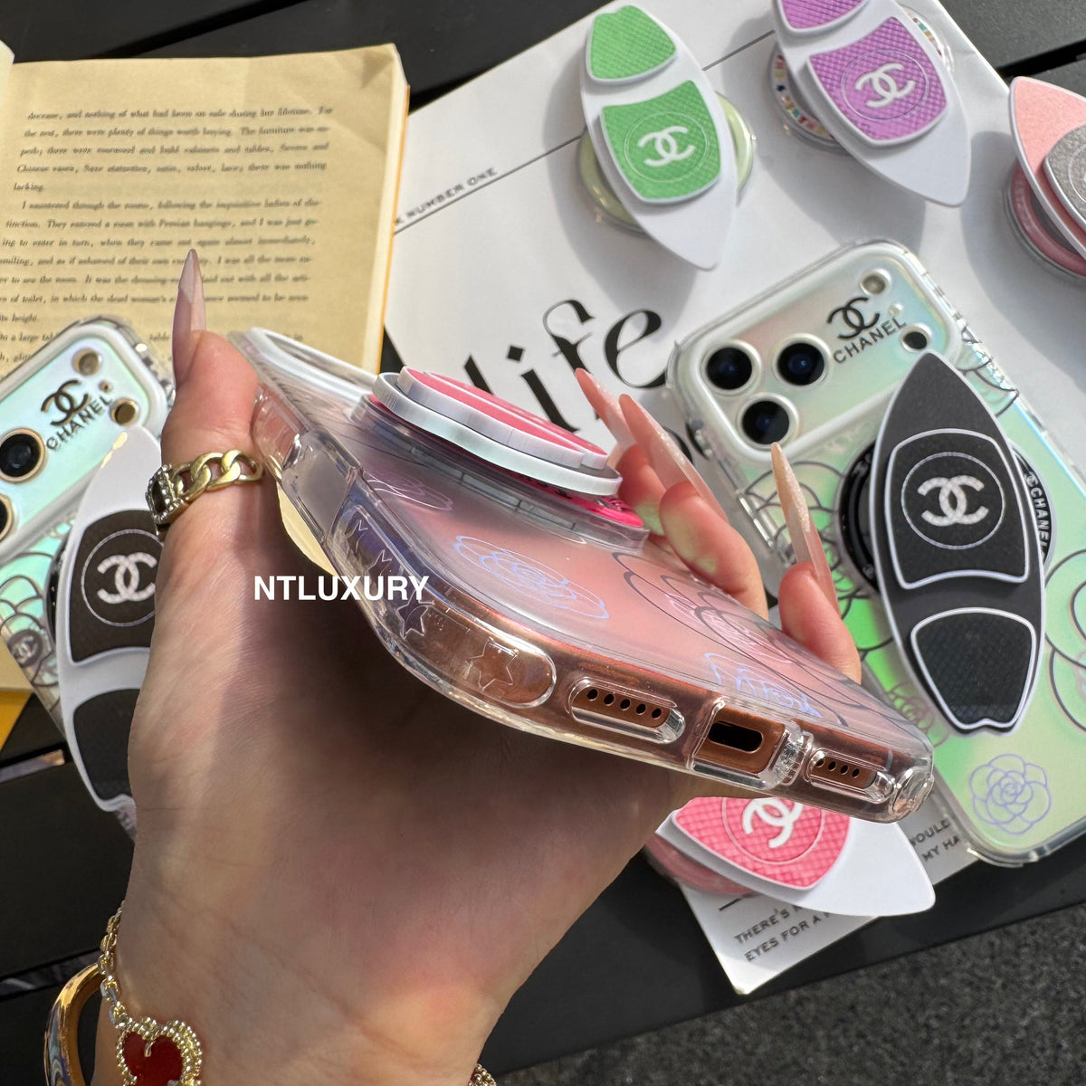 Chameleon Flower Magsafe Phone Case with Skateboard Holder