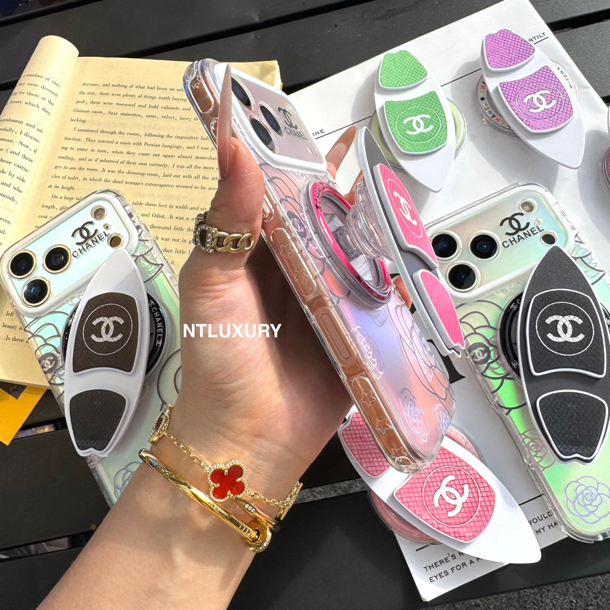 Chameleon Flower Magsafe Phone Case with Skateboard Holder