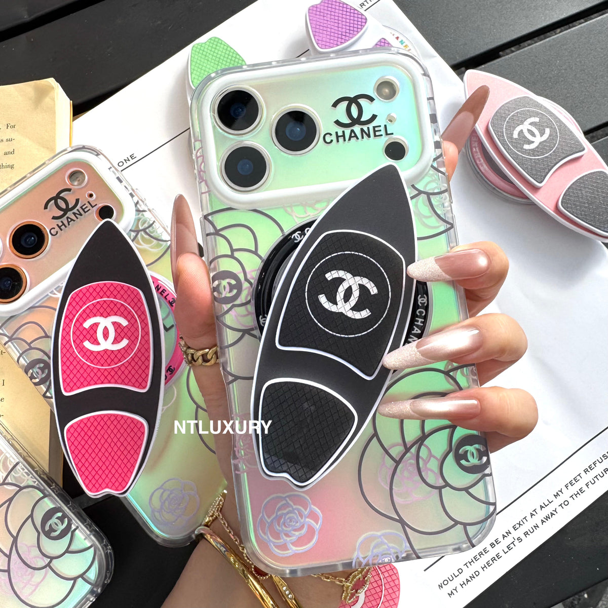 Chameleon Flower Magsafe Phone Case with Skateboard Holder