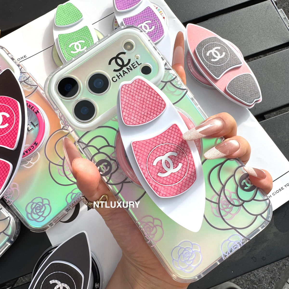 Chameleon Flower Magsafe Phone Case with Skateboard Holder
