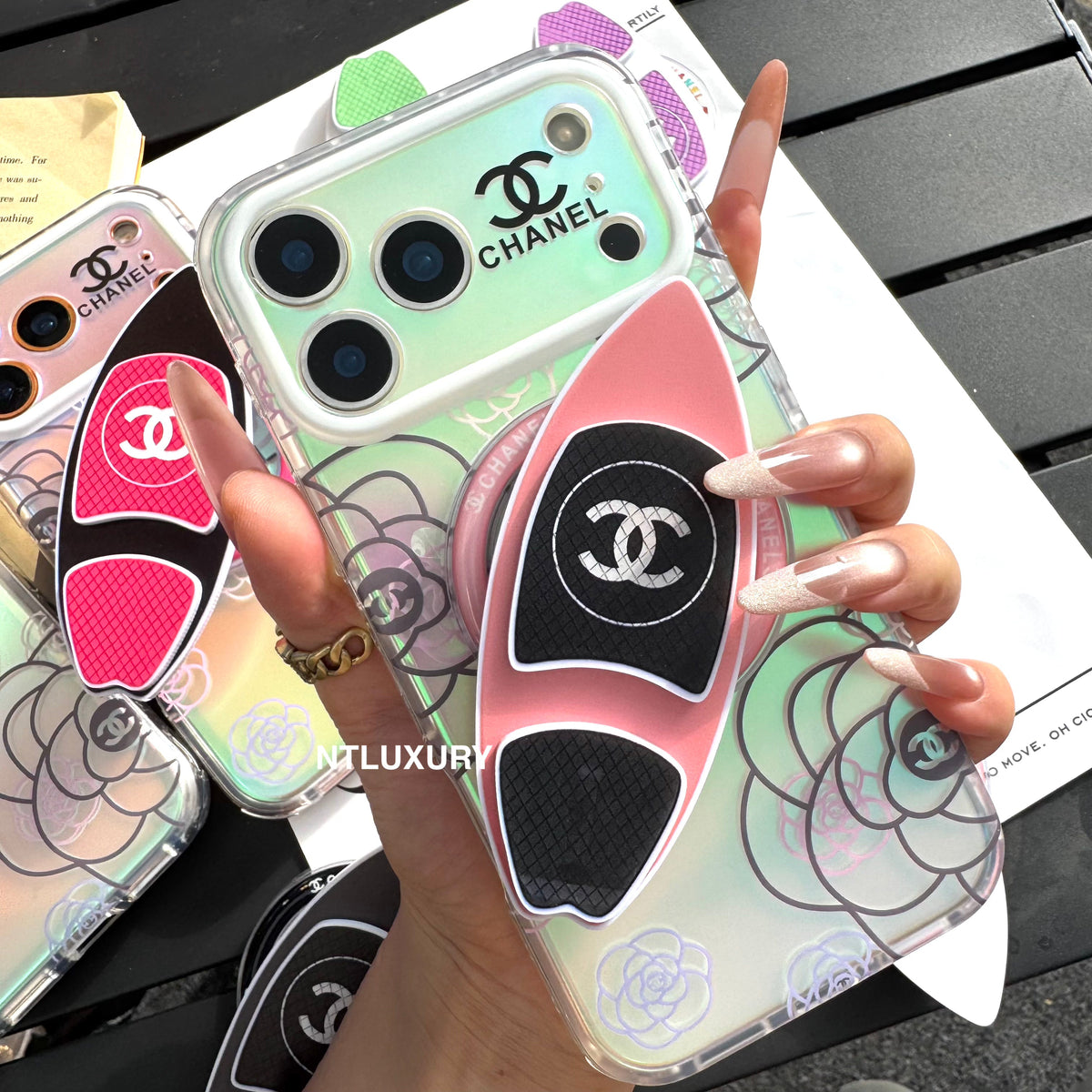 Chameleon Flower Magsafe Phone Case with Skateboard Holder