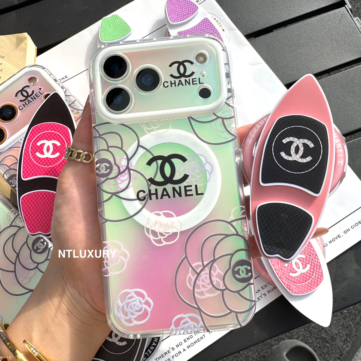 Chameleon Flower Magsafe Phone Case with Skateboard Holder