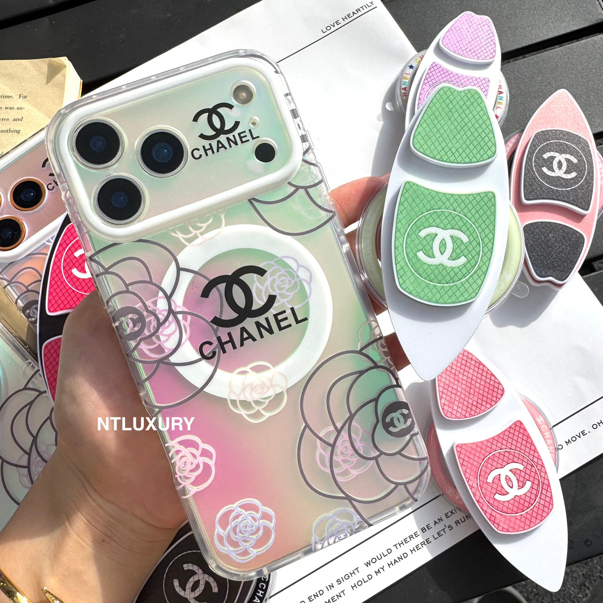 Chameleon Flower Magsafe Phone Case with Skateboard Holder