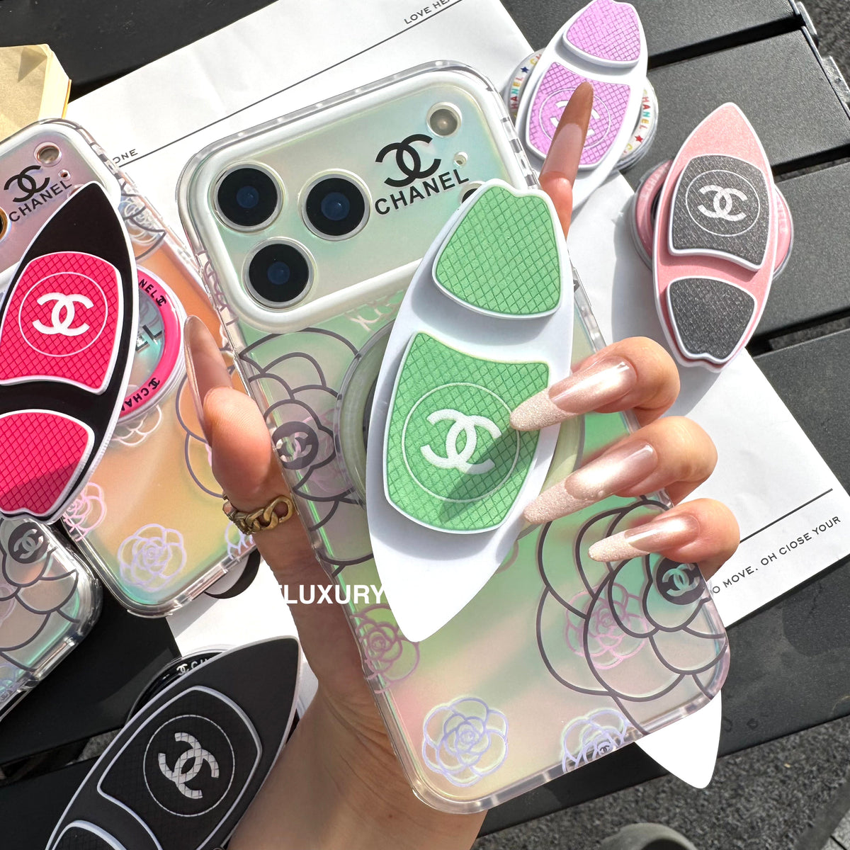 Chameleon Flower Magsafe Phone Case with Skateboard Holder
