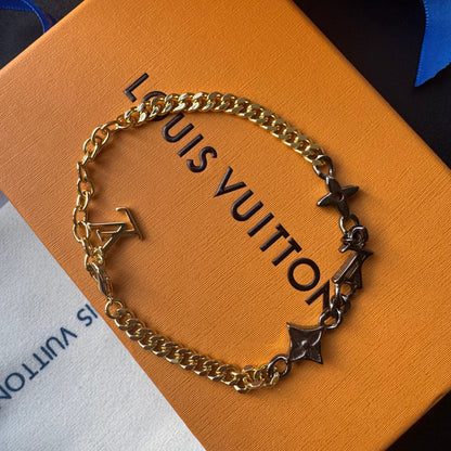 Gold Schwarzes Love-Kettenarmband