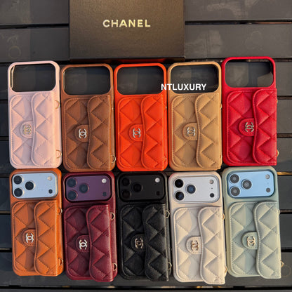Classic CC Design Phone Case with Short Strap (COME WITH BOX) -10 Color