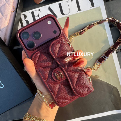 Classic CC Design Phone Case with Short Strap (COME WITH BOX) -10 Color