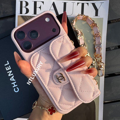 Classic CC Design Phone Case with Short Strap (COME WITH BOX) -10 Color