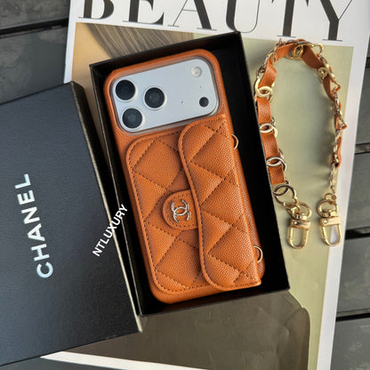 Classic CC Design Phone Case with Short Strap (COME WITH BOX) -10 Color