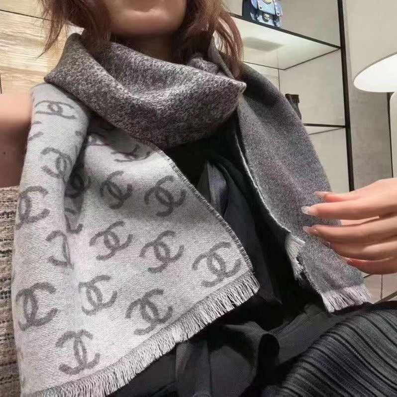 Ombre CC Long Cashmere Scarf