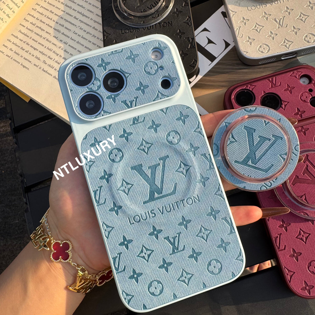 Colorful Denim Love Girl Phone Case With Magsafe Holder