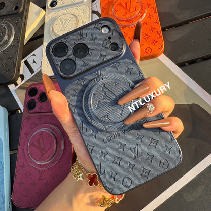 Colorful Denim Love Girl Phone Case With Magsafe Holder