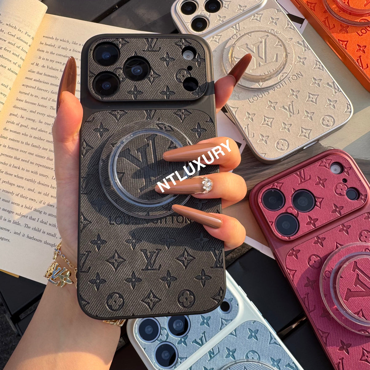 Colorful Denim Love Girl Phone Case With Magsafe Holder