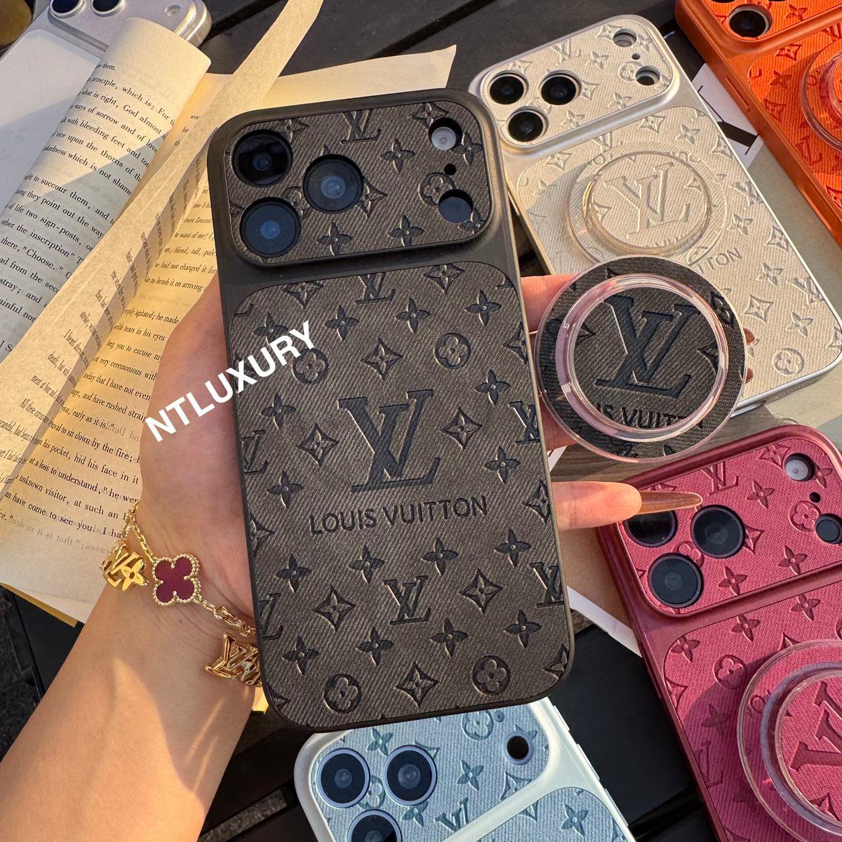 Colorful Denim Love Girl Phone Case With Magsafe Holder