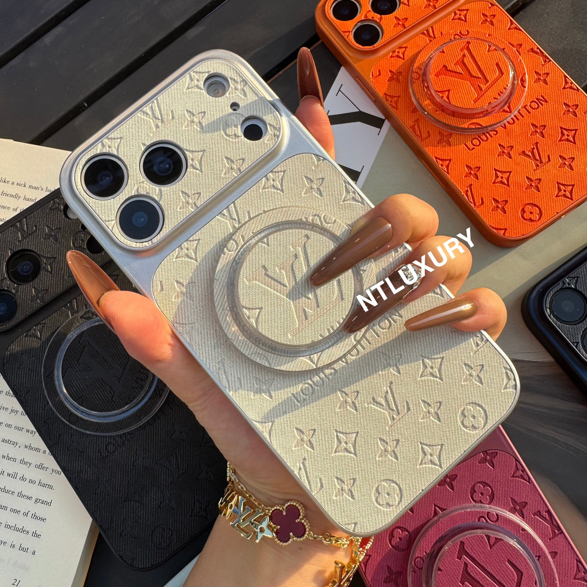 Colorful Denim Love Girl Phone Case With Magsafe Holder