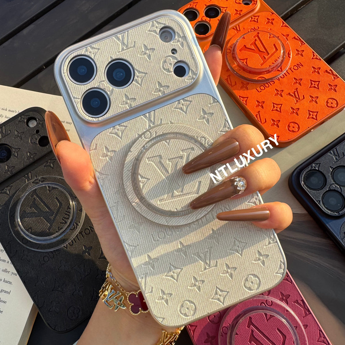 Colorful Denim Love Girl Phone Case With Magsafe Holder