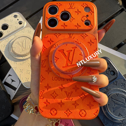 Colorful Denim Love Girl Phone Case With Magsafe Holder