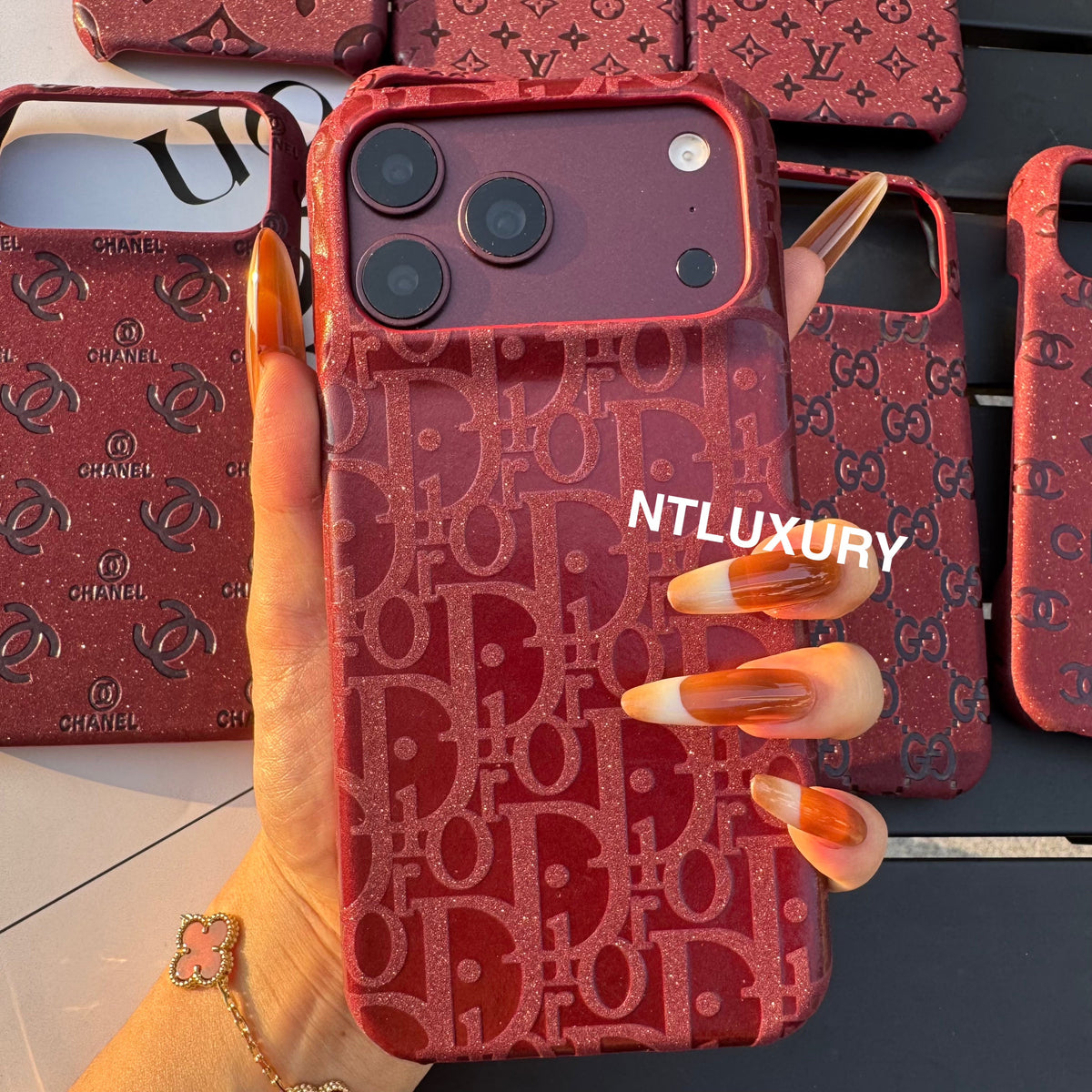 Burgundy Glitter Fancy Phone Case