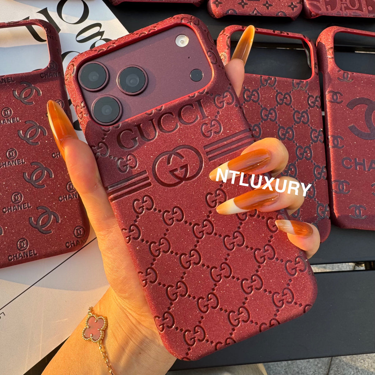 Burgundy Glitter Fancy Phone Case
