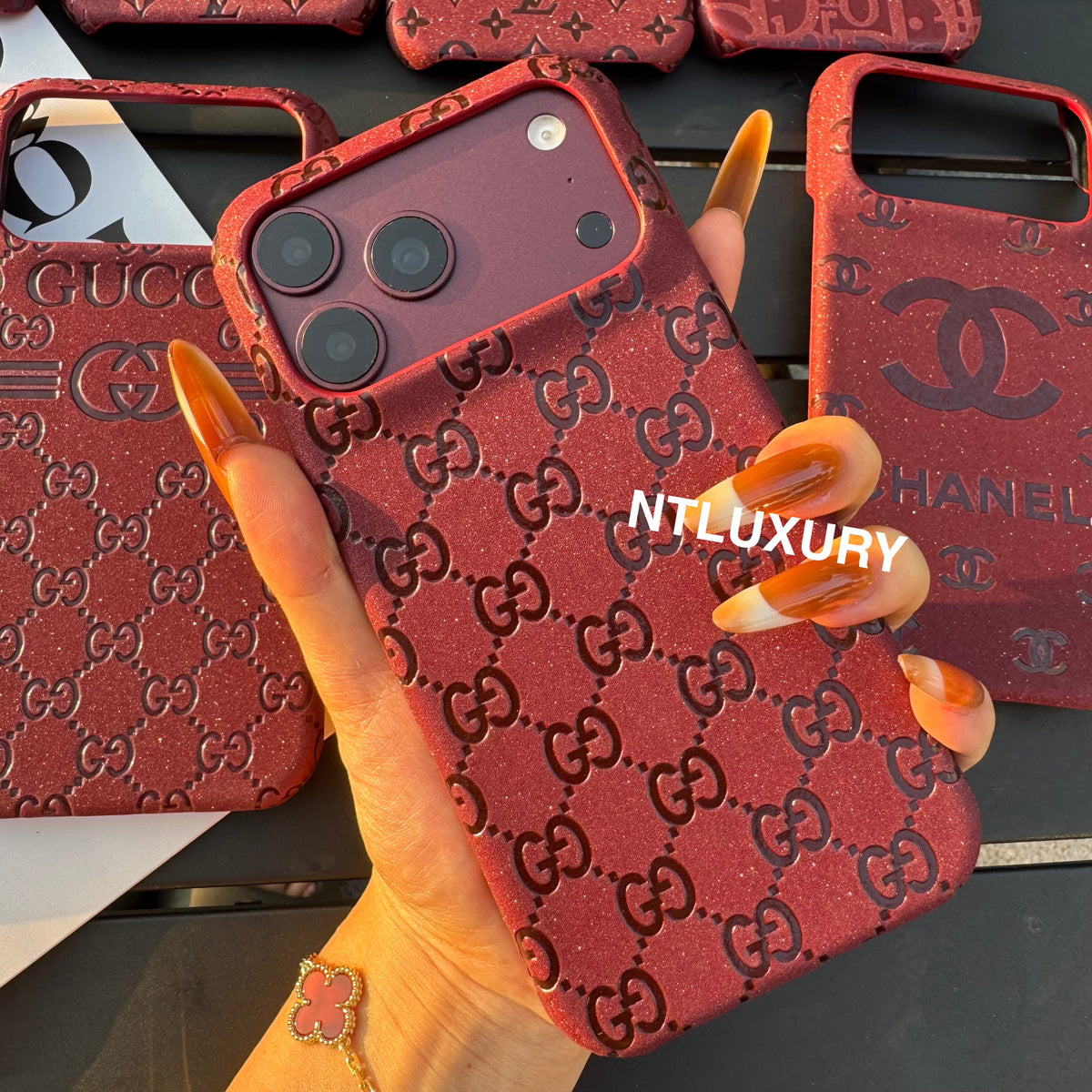 Burgundy Glitter Fancy Phone Case