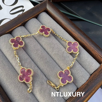 Leaves Gold Designs 4 Set (Earrings+Ring+Bracelet +Necklace) - Pink New
