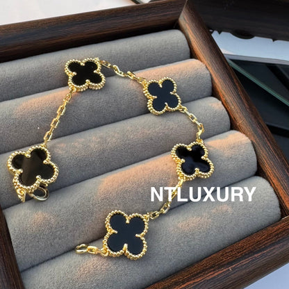 Leaves Gold Designs 4 Set (Earrings+Ring+Bracelet +Necklace) - Black