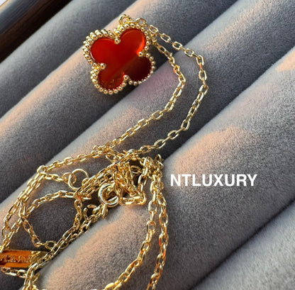 Leaves Gold Designs 4 Set (Earrings+Ring+Bracelet +Necklace) - Red