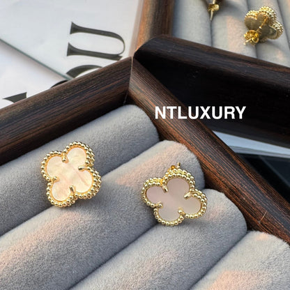 Leaves Gold Designs 4 Set (Earrings+Ring+Bracelet +Necklace) - White Shell