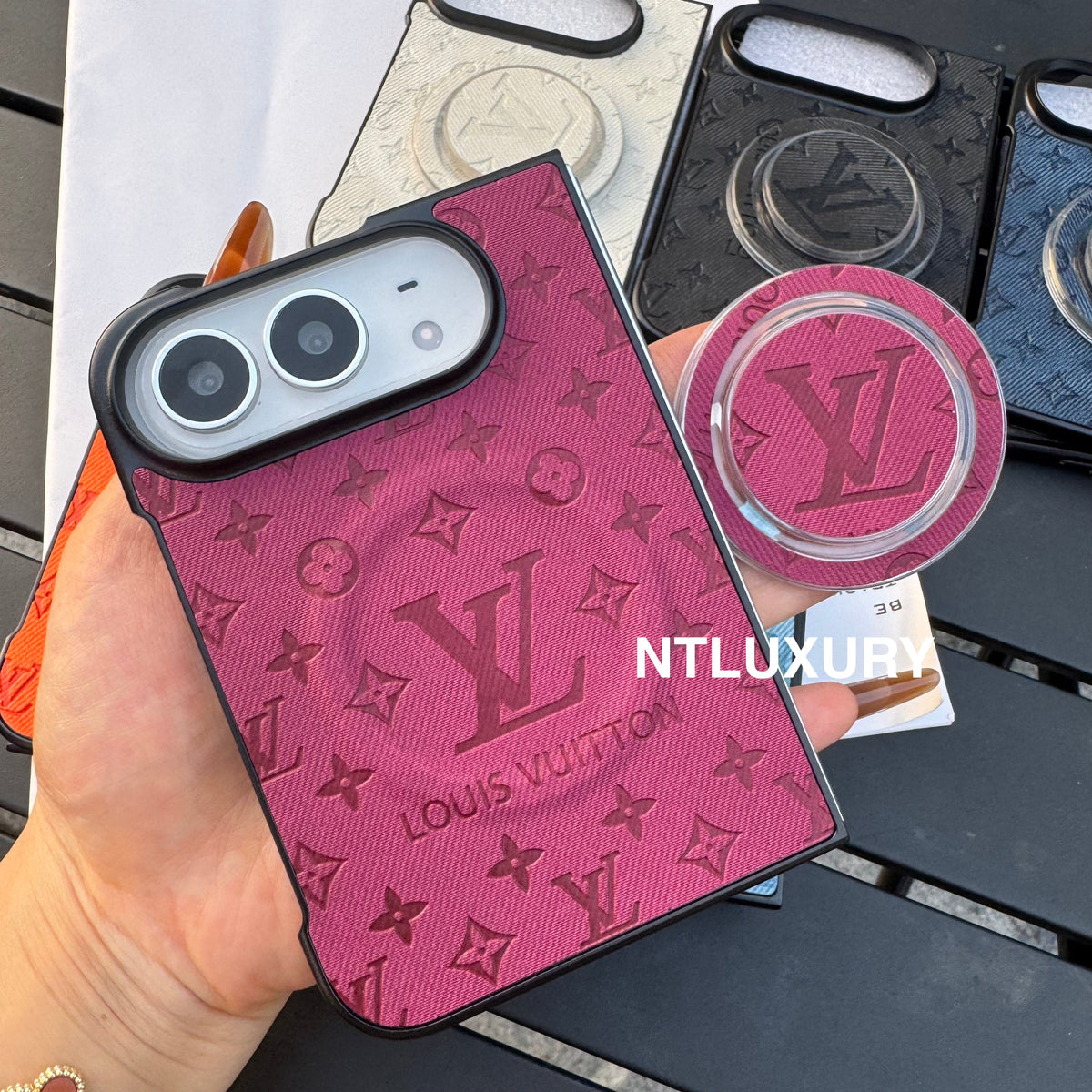 Colorful Denim Love Girl Phone Case For iPhone Duo With Magsafe Holder