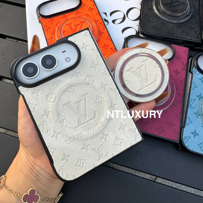 Colorful Denim Love Girl Phone Case For iPhone Duo With Magsafe Holder