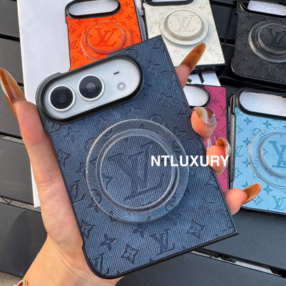 Colorful Denim Love Girl Phone Case For iPhone Duo With Magsafe Holder