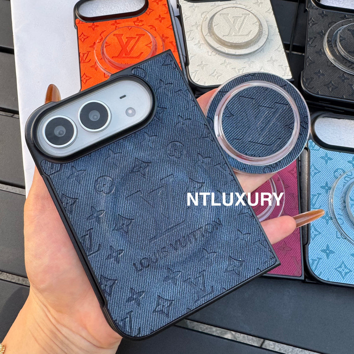 Colorful Denim Love Girl Phone Case For iPhone Duo With Magsafe Holder