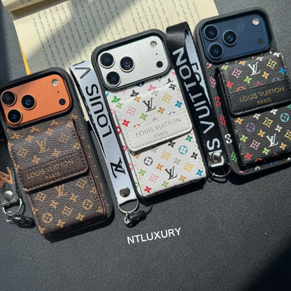 Nouvelle coque de téléphone fantaisie traditionnelle avec porte-monnaie et rayures (Petit amour)
