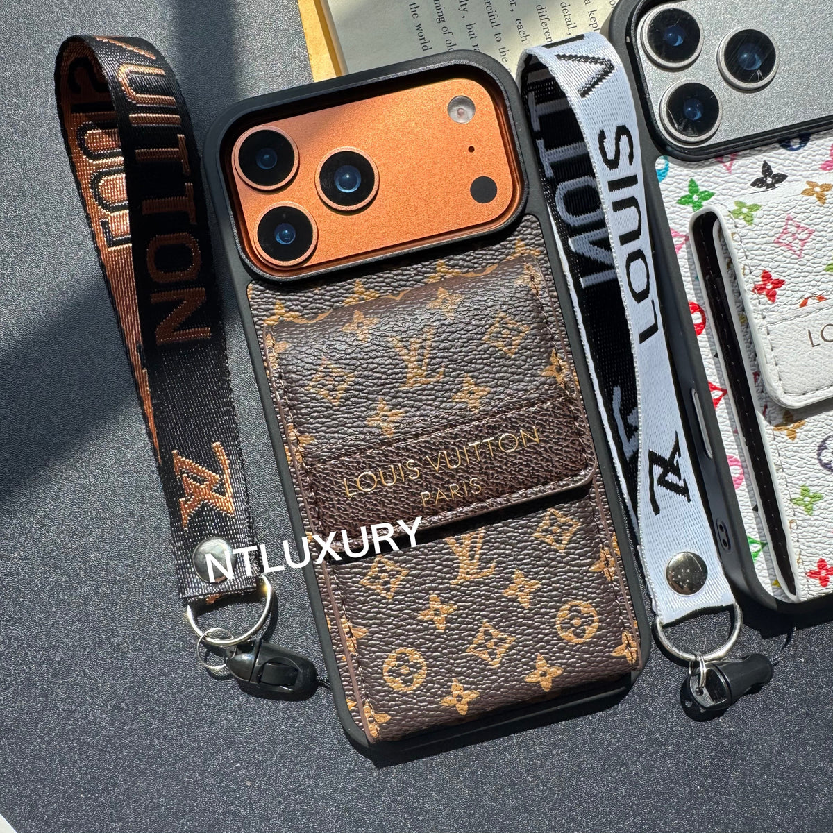 Nouvelle coque de téléphone fantaisie traditionnelle avec porte-monnaie et rayures (Petit amour)
