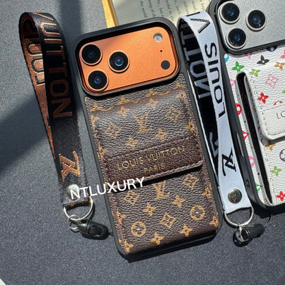 Nouvelle coque de téléphone fantaisie traditionnelle avec porte-monnaie et rayures (Petit amour)