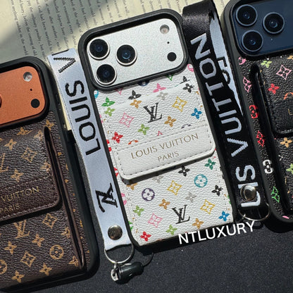 Nouvelle coque de téléphone fantaisie traditionnelle avec porte-monnaie et rayures (Petit amour)