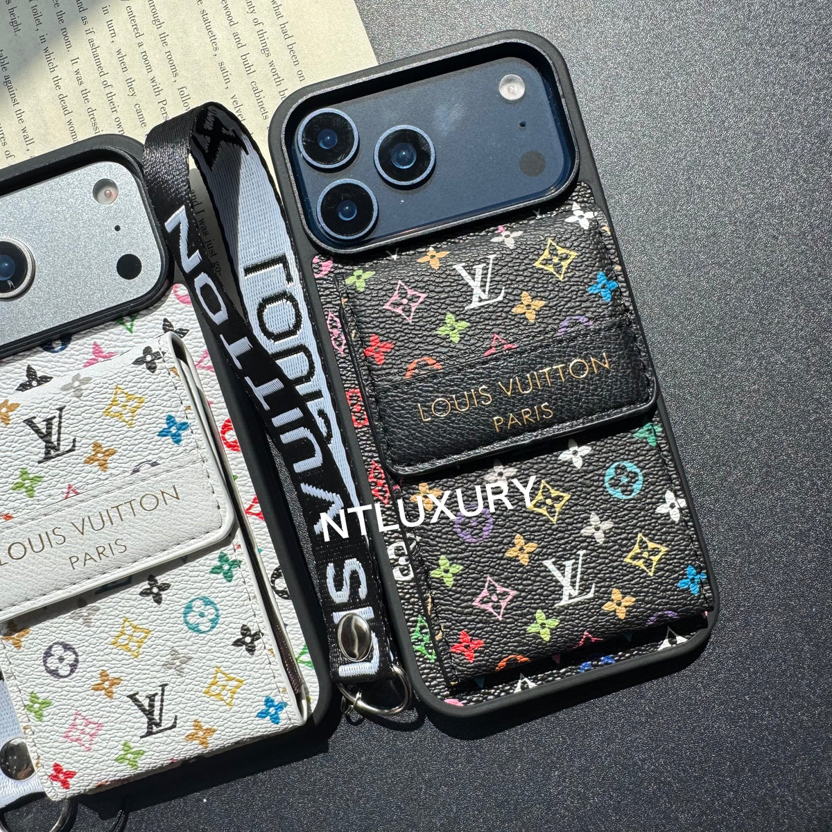 Nouvelle coque de téléphone fantaisie traditionnelle avec porte-monnaie et rayures (Petit amour)