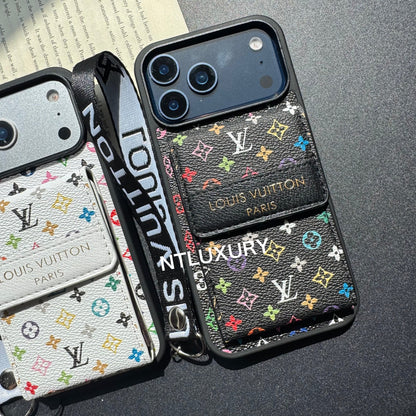 Nouvelle coque de téléphone fantaisie traditionnelle avec porte-monnaie et rayures (Petit amour)