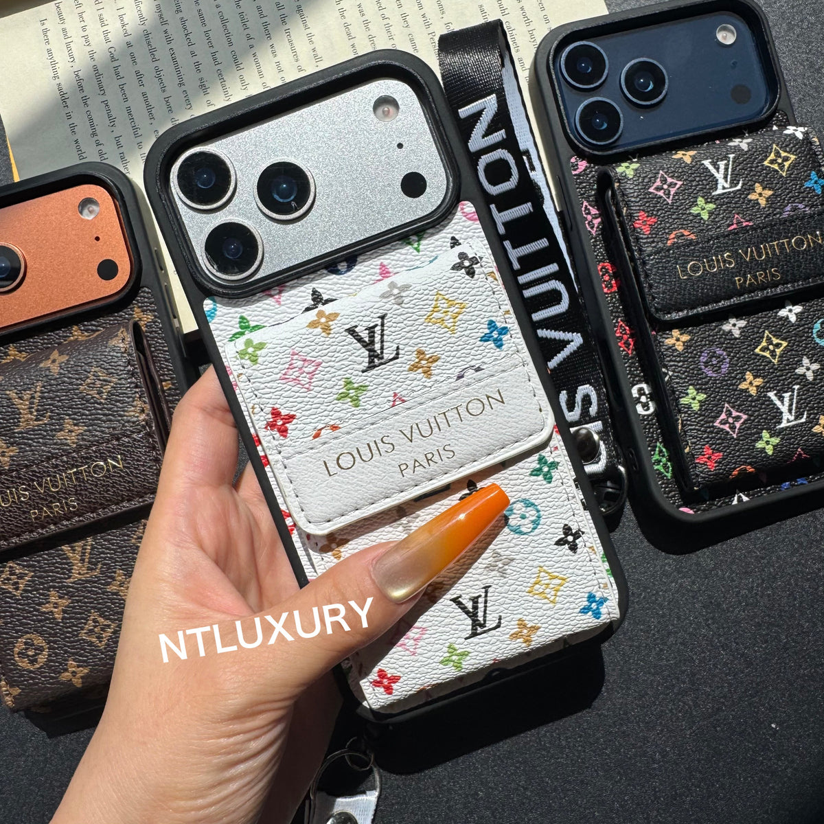 Nouvelle coque de téléphone fantaisie traditionnelle avec porte-monnaie et rayures (Petit amour)