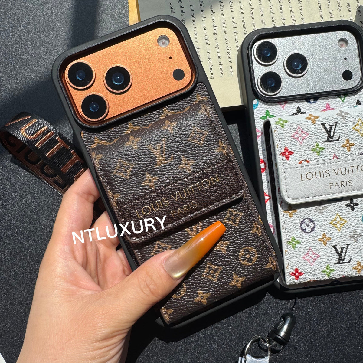 Nouvelle coque de téléphone fantaisie traditionnelle avec porte-monnaie et rayures (Petit amour)